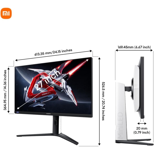 Xiaomi Mini-LED Gaming Monitor G Pro 27 inch HDR 1000 2K QHD 2560x1440, Fast IPS, 180Hz 1ms, 99% DCI-P3, AMD Freesync, Adjustable Angle, 2× HDMI 2.0,