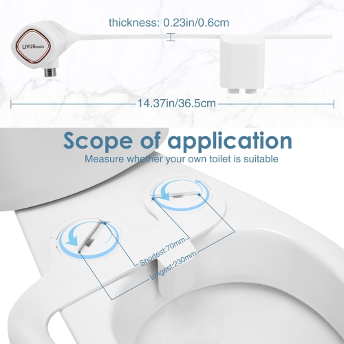 Ultra-Slim Tolilet Bidet Attachment, Dual Nozzle Hygienic Self-Cleaning Nozzle Toilet Bidet with Adjustable Water Pressure