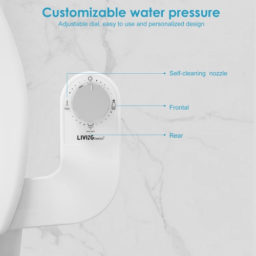 Dual Nozzle Toilet Bidet Attachment Non-Electric Self-Cleaning, Ultra-Thin 0.23-Inch Design, Adjustable Water Pressure for Rear & Feminine Wash