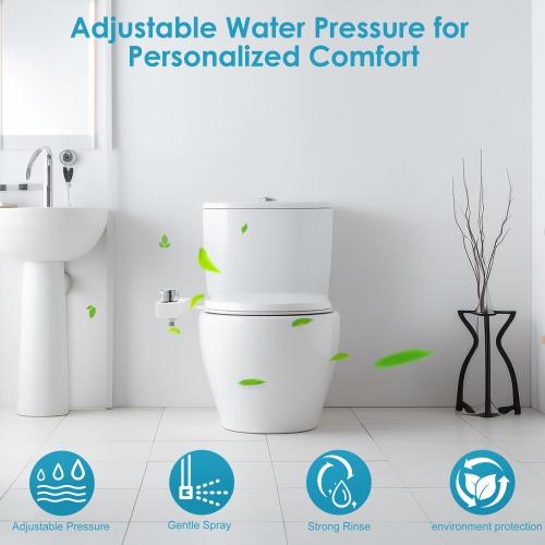Dual Nozzle Toilet Bidet Attachment Non-Electric Self-Cleaning, Ultra-Thin 0.23-Inch Design, Adjustable Water Pressure for Rear & Feminine Wash