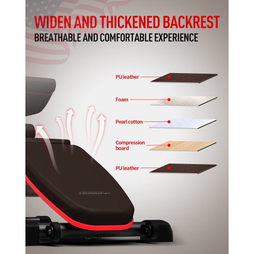 HARISON Adjustable Weight Bench with Leg Extension and Preacher Pad, Workout Bench with Leg Extension and Leg Curl, Flat Incline Decline Exercise