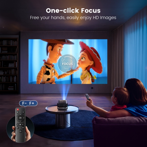 [Electric Focus & Auto Keystone] Mini Projector with WiFi Bluetooth, PUTRIMS Portable 1080P Support Movie Projector 145° Rotatable 50% Small