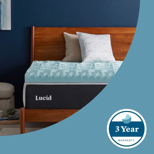 Lucid – Surmatelas moelleux en mousse à mémoire en gel de 3&nbsp;po – Zones circonvoluées rafraîchissantes ciblées, très grand lit