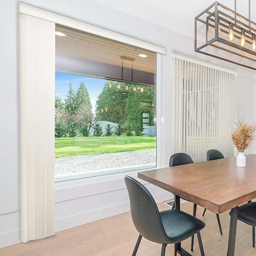 Chicology – Store vertical sans fil pour porte de terrasse ou grand abat-jour pour fenêtre, 78 larg. X 84 haut., vinyle Oxford Alabaster