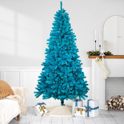 Pre-Lit Medium Pine Artificial Christmas Tree - 6' - Turquoise - Clear Lights