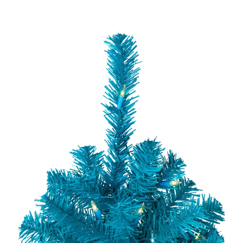 Pre-Lit Medium Pine Artificial Christmas Tree - 6' - Turquoise - Clear Lights