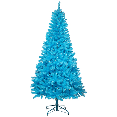 Arbre de Noël artificiel illuminé en pin moyen - 6 pi - Bleu ciel - Lumières transparentes