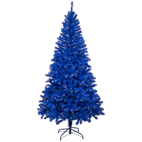 Pre-Lit Medium Artificial Pine Christmas Tree - 7' - Royal Blue - Clear Lights