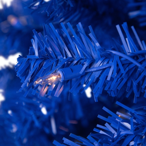 Pre-Lit Medium Artificial Pine Christmas Tree - 7' - Royal Blue - Clear Lights