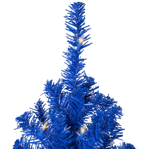 Pre-Lit Medium Artificial Pine Christmas Tree - 7' - Royal Blue - Clear Lights
