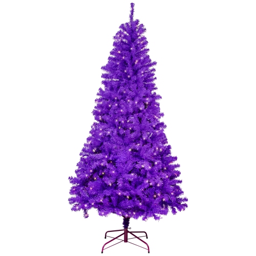 Pre-Lit Medium Pine Artificial Christmas Tree - 6' - Purple - Clear Lights