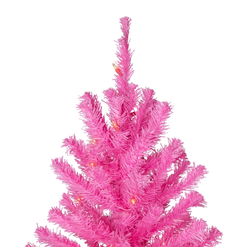 Pre-Lit Medium Pine Artificial Christmas Tree - 6' - Pink - Clear Lights