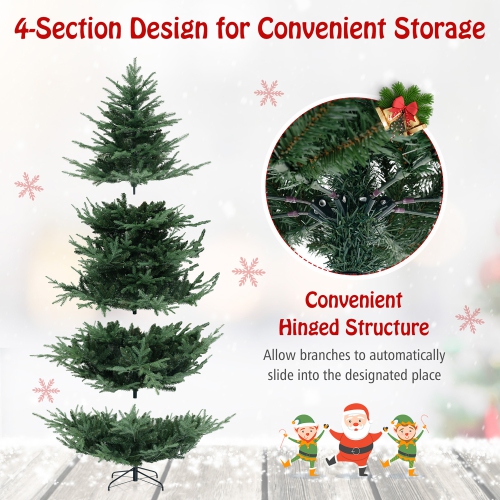 Gymax 8 FT Artificial Xmas Tree w/ 778 PVC PE Branch Tips 450 Warm White LED Lights