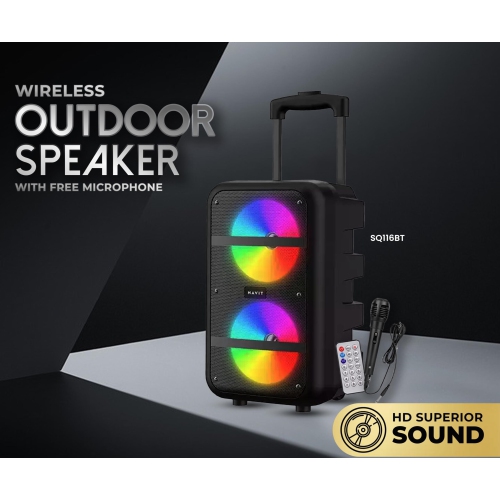 Havit SQ116BT Portable Bluetooth Black Trolley Speaker with Microphone