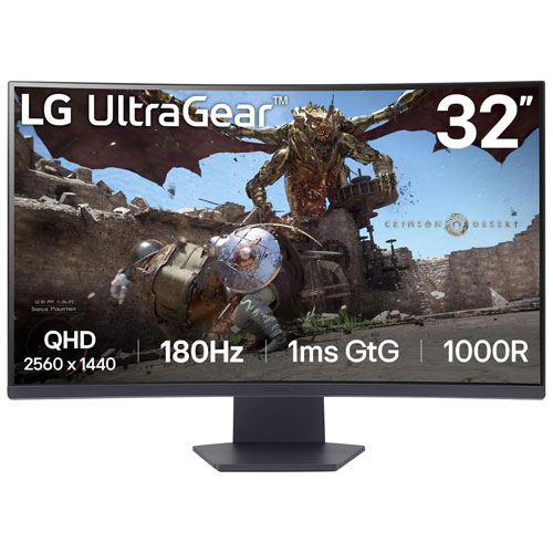 Image 1 de 6.. Moniteur de jeu incurvé DEL VA QHD 1440p GTG 1ms FreeSync 180Hz 32 po UltraGear de LG - Gris violet