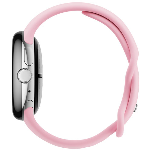 Koodo Google Pixel Watch 3 41mm LTE Polished Silver Aluminum Case w/Rose Quartz Active Band - Monthly Tab Payment