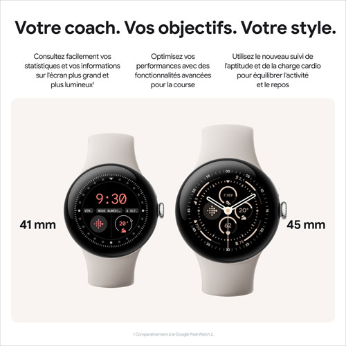 Koodo Google Pixel Watch 3 41mm LTE Polished Silver Aluminum Case w/Rose Quartz Active Band - Monthly Tab Payment