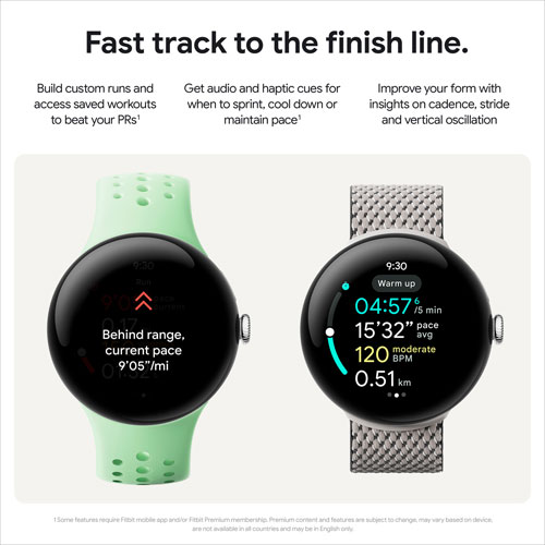 Koodo Google Pixel Watch 3 41mm LTE Polished Silver Aluminum Case w/Rose Quartz Active Band - Monthly Tab Payment