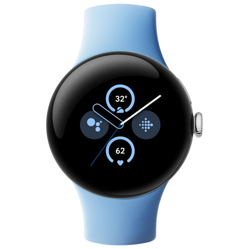 Koodo Google Pixel Watch 2 40mm LTE Silver Aluminum Case with Sky Blue Active Band - Monthly Tab Payment