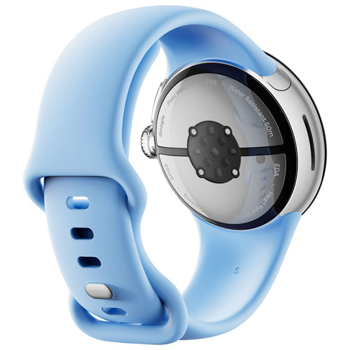Koodo Google Pixel Watch 2 40mm LTE Silver Aluminum Case with Sky Blue Active Band - Monthly Tab Payment