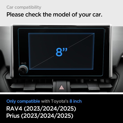 Spigen Tempered Glass Screen Protector [GlasTR Slim] designed for Toyota RAV4, Toyota Prius (2023/2024/2025) 8 inch Dashboard Touchscreen - Crystal