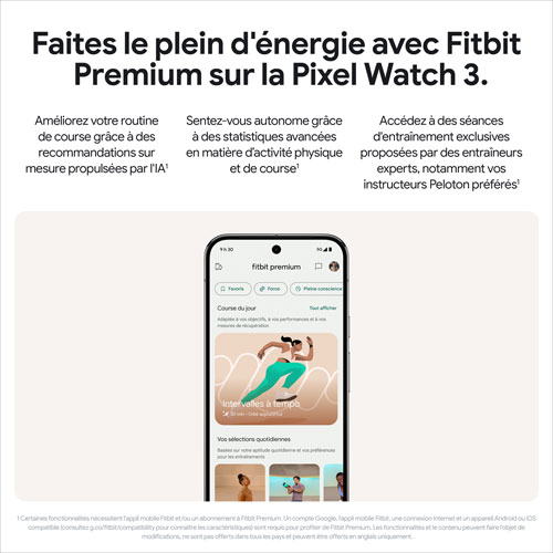 Koodo - Pixel Watch 3 LTE de 41 mm de Google avec boîtier en aluminium noir mat et bracelet sport noir volcanique - Paiement Balance mensuel