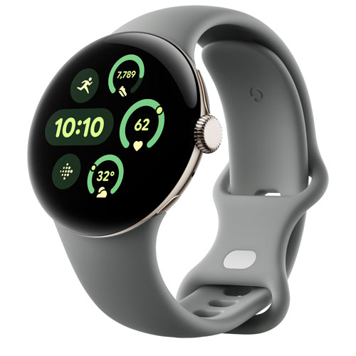 Koodo Google Pixel Watch 3 41mm LTE Champagne Gold Aluminum Case with Hazel Active Band - Monthly Tab Payment