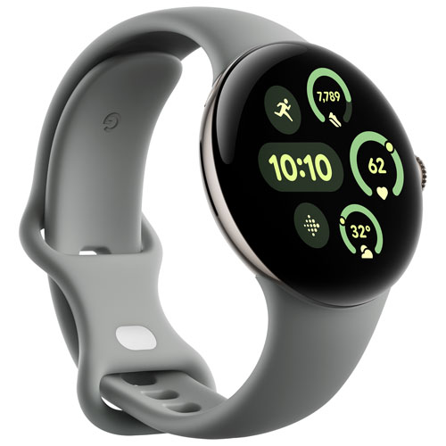 Koodo Google Pixel Watch 3 41mm LTE Champagne Gold Aluminum Case with Hazel Active Band - Monthly Tab Payment