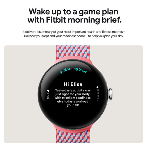 Koodo Google Pixel Watch 3 41mm LTE Polished Silver Aluminum Case with Porcelain Active Band - Monthly Tab Payment