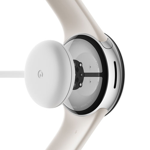 Koodo Google Pixel Watch 3 41mm LTE Polished Silver Aluminum Case with Porcelain Active Band - Monthly Tab Payment