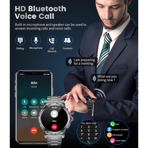 TUTT Military Rugged Smartwatch for Men AMOLED HD Screen Metal Case | 1.43'' HD IP68 Waterproof | Health and Fitness Smart Watch | SL6 LIGE | Rubber