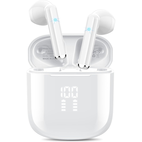 Mini Bluetooth 5.3 Wireless Earbuds, Headphones HiFi Stereo, Noise Cancelling Mic Wireless Earphones 25H Playtime, Touch Control Waterproof Wireless