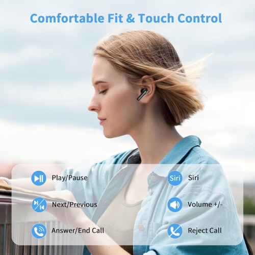 Bluetooth 5.3 Headphones Wireless Earbuds, with LED Power Display Charging Case, Waterproof Deep Bass Stereo Earphones with Mic for Android iOS Cell