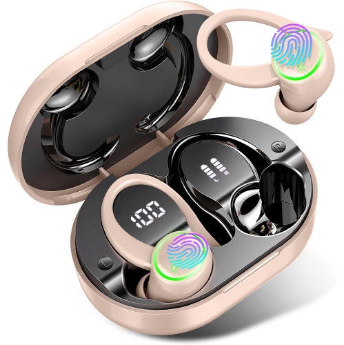 Bluetooth Headphones 5.3 Wireless Earbuds Sport, HiFi Stereo Ear Buds, Noise Cancelling Mic Headphones, LED Display Earbuds for Running/Fitness, Deep