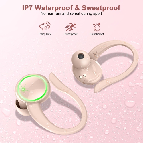 Bluetooth Headphones 5.3 Wireless Earbuds Sport, HiFi Stereo Ear Buds, Noise Cancelling Mic Headphones, LED Display Earbuds for Running/Fitness, Deep