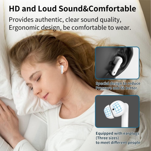 Bluetooth Headphones Wireless Earbuds with Charging Case 50H Playback LED Power Display Earphones, Waterproof in-Ear Headphones with Mic for Sports