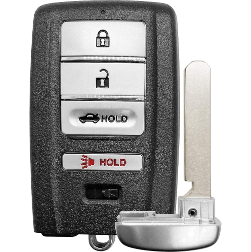 REMOTEOVERSTOCK  Shell Case (4 Buttons) Keyless Key Fob Cover Compatible \w Acura Prox for 2014-2020 Ilx Mdx Rlx Rdx Rechargeable Battery Batteries