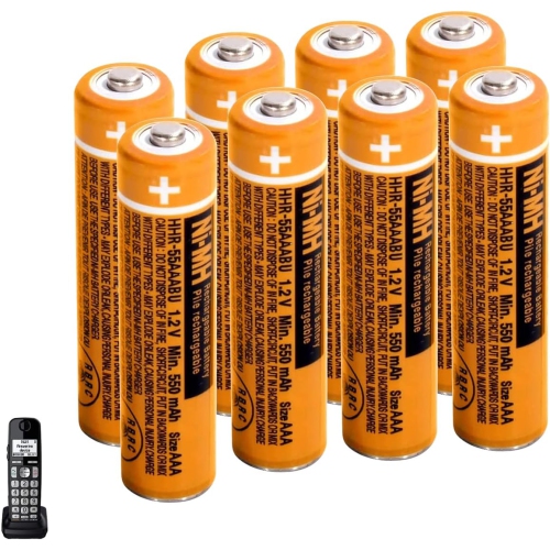 Paquet de 8 piles AAA rechargeables NI-MH de HHR-55AAABU pour Panasonic, 1,2 V 550&nbsp;mAh AA rechargeables pour piles sans fil de rechange Ni-MH