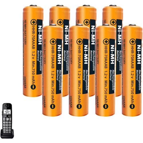 Paquet de 8 piles AAA rechargeables NI-MH de HHR-70AAAB pour Panasonic, 1,2 V 750&nbsp;mAh AA rechargeables pour piles sans fil de rechange Ni-MH 1,2