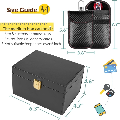 Faraday Cage with 2 Faraday Bags, Faraday Key Fob Protector Faraday Box RFID Signal er for Keyless Entry Rechargeable Battery Batteries Replacement