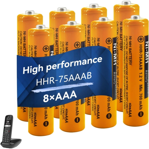 Paquet de 8 piles Ni-MH AAA rechargeables de HHR-75AAAB pour Panasonic, 1,2&nbsp;V 700 mAh AAA rechargeables pour piles Panasonic 550&nbsp;mAh de