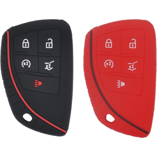 2Pcs Rubber Silicone Key Fob Cover Case Remote Keyless Protector Bag Holder for Chevrolet Corvette 2020 Suburban Rechargeable Battery Batteries Repla