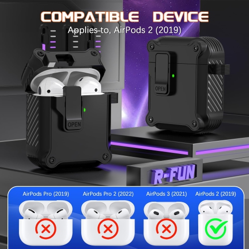 for AirPods 2nd Generation 2019,1st Gen 2016 Charging Case Cover, Full Drop Protection Auto Pop-Up Lid Design Rechargeable Battery Batteries