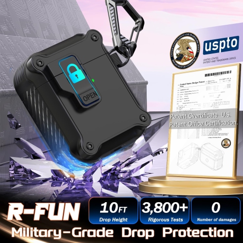 for AirPods 2nd Generation 2019,1st Gen 2016 Charging Case Cover, Full Drop Protection Auto Pop-Up Lid Design Rechargeable Battery Batteries