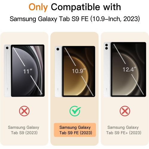 Case for Samsung Galaxy Tab S9 FE 10.9-Inch, Slim Translucent Back Tri-Fold Stand Protective Tablet Cover, Rechargeable Battery Batteries Replacement