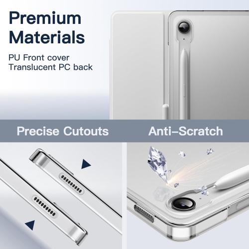 Case for Samsung Galaxy Tab S9 FE 10.9-Inch, Slim Translucent Back Tri-Fold Stand Protective Tablet Cover, Rechargeable Battery Batteries Replacement