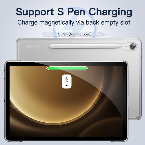 Case for Samsung Galaxy Tab S9 FE 10.9-Inch, Slim Translucent Back Tri-Fold Stand Protective Tablet Cover, Rechargeable Battery Batteries Replacement