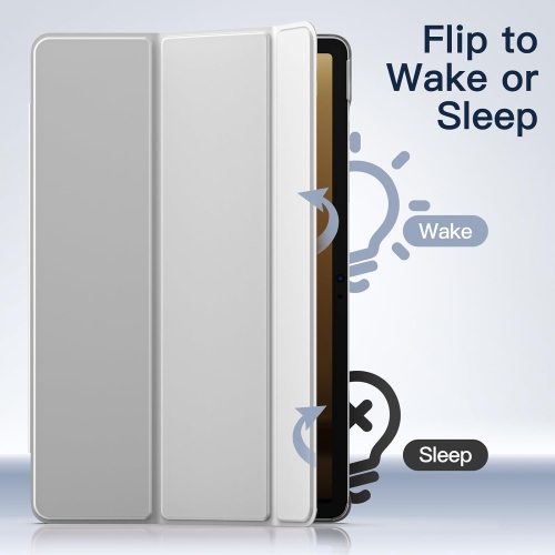 Case for Samsung Galaxy Tab S9 FE 10.9-Inch, Slim Translucent Back Tri-Fold Stand Protective Tablet Cover, Rechargeable Battery Batteries Replacement