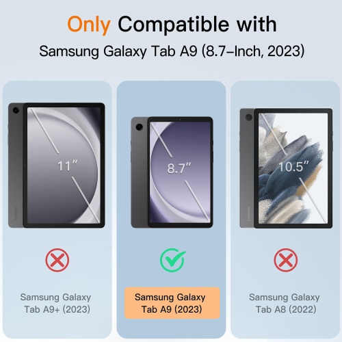 Case for Samsung Galaxy Tab A9 8.7-Inch 2023, Slim Translucent Back Tri-Fold Folio Stand Protective Tablet Cover Rechargeable Battery Batteries