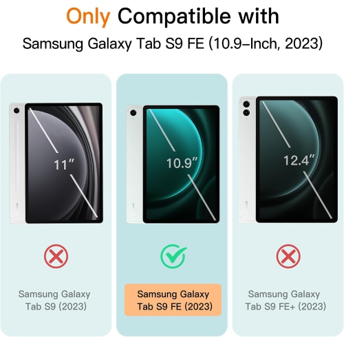 Case for Samsung Galaxy Tab S9 FE 10.9-Inch, Slim Translucent Back Tri-Fold Stand Protective Tablet Cover, Rechargeable Battery Batteries Replacement